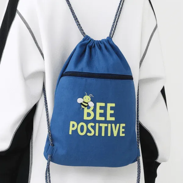 Bee Positive Drawstring Backpack